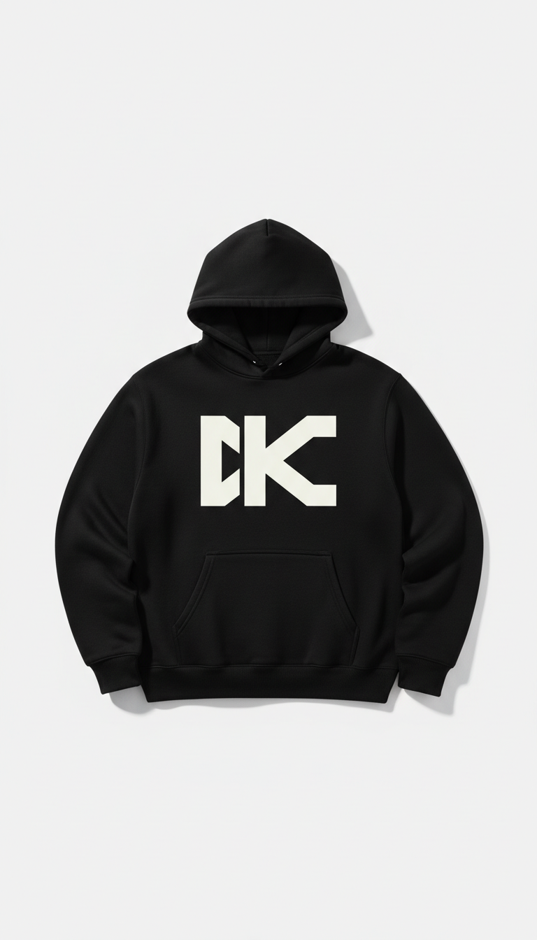 Black Hoodie With Typographic Logo