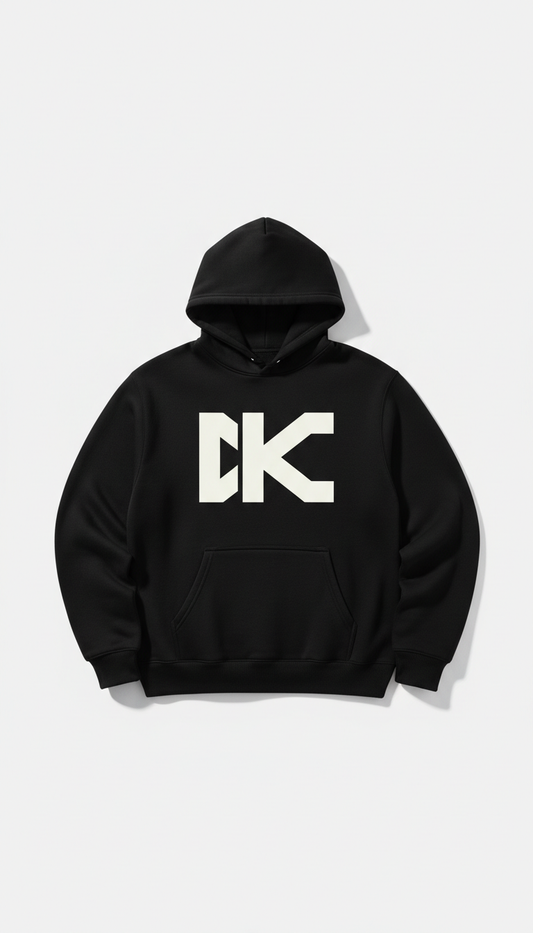 Black Hoodie With Typographic Logo